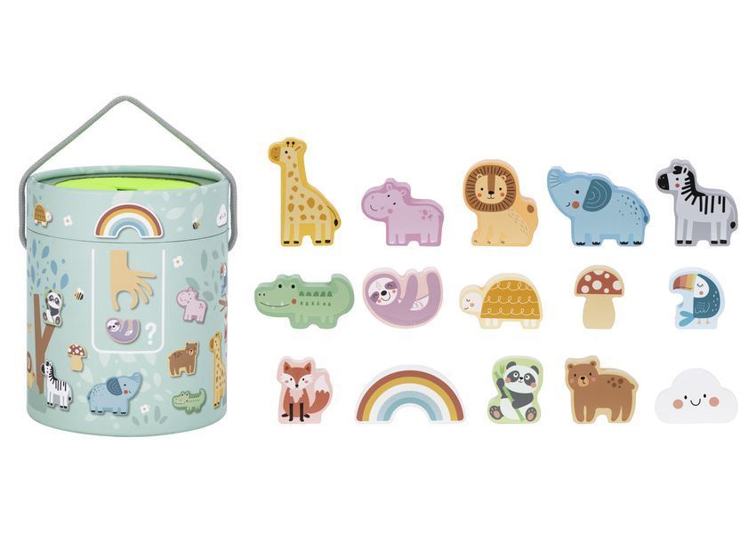 Дерев'яне тактильне відерце Tooky Toy &laquo;Тварини&raquo; / Сенсорна гра &laquo;Вгадай на дотик&raquo; 9 фото