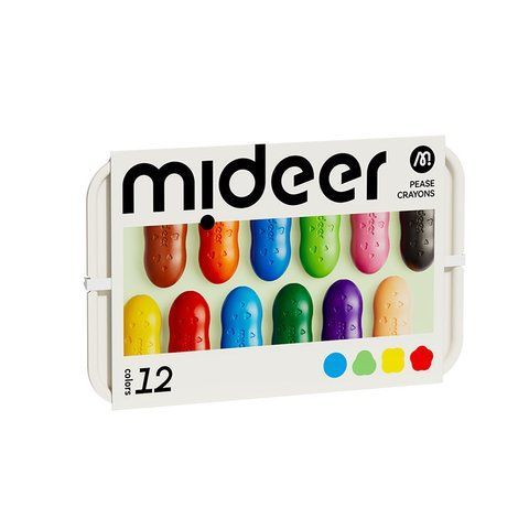 Дитячі воскові олівці Mideer &laquo;Peanut Crayon&raquo; у пеналі (12 кольорів) / Ергономічна воскова крейда Арахіс Mideer 128 фото