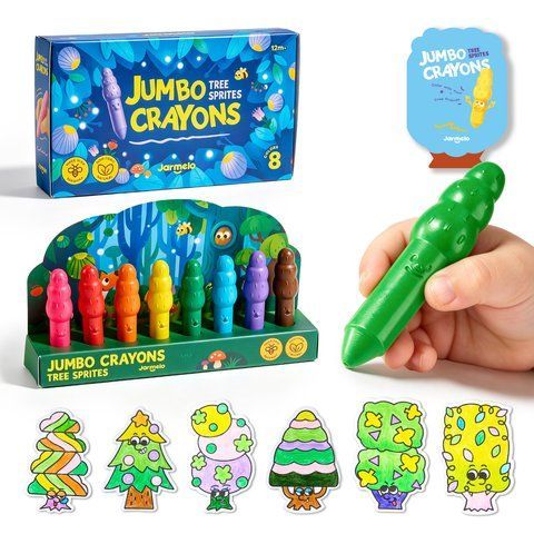 Дитячі воскові олівці Jarmelo Jumbo Crayons "Tree Sprites" 8 кольорів (з натурального бджолиного воску, ергономічні) 183 фото