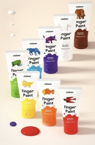 Пальчикові фарби Mideer &laquo;Eric Carle Finger Paint&raquo; що змиваються (8 кольорів) / Дитячі фарби для малювання руками 135 фото