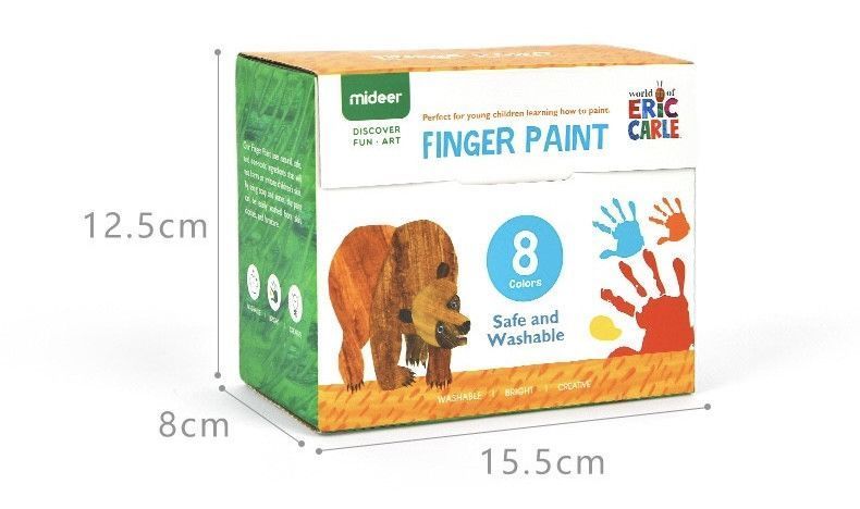 Пальчикові фарби Mideer &laquo;Eric Carle Finger Paint&raquo; що змиваються (8 кольорів) / Дитячі фарби для малювання руками 135 фото