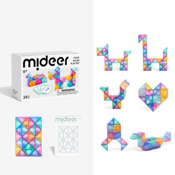 Магнітна змійка головоломка Mideer Twist Ruler Play Set 24 елементи з картками / Розвивальний конструктор для дітей 6+ 160 фото