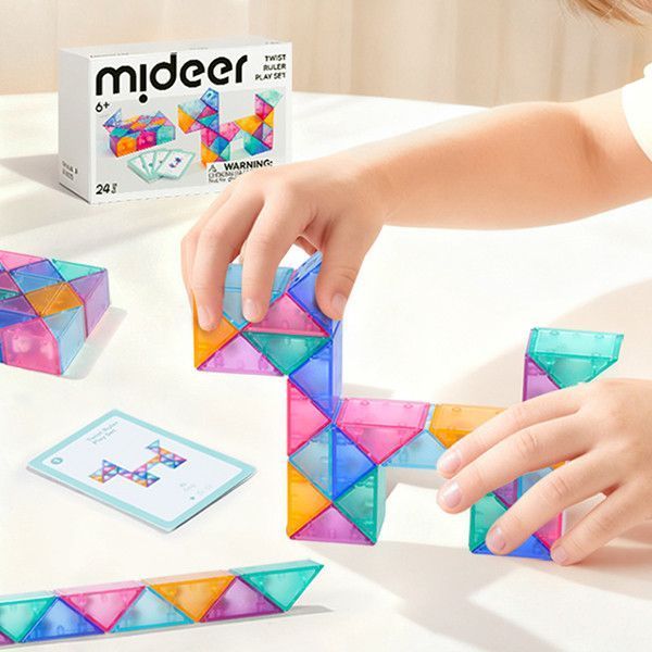 Магнітна змійка головоломка Mideer Twist Ruler Play Set 24 елементи з картками / Розвивальний конструктор для дітей 6+ 160 фото