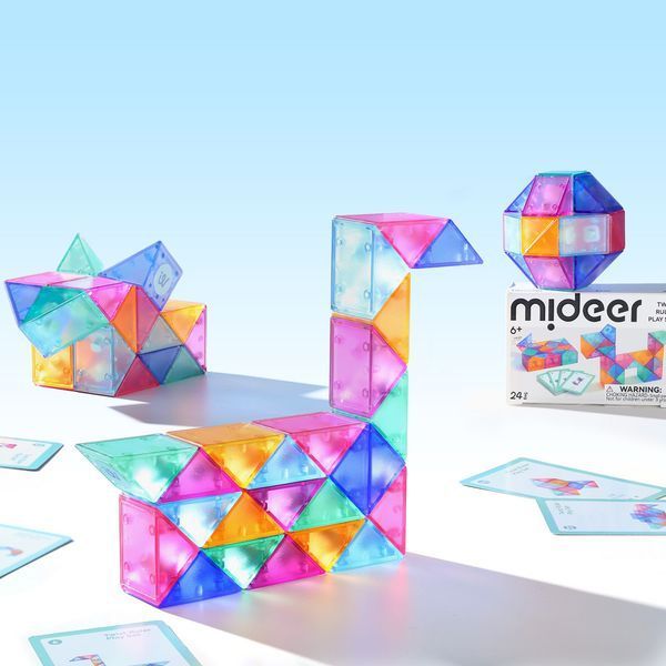 Магнітна змійка головоломка Mideer Twist Ruler Play Set 24 елементи з картками / Розвивальний конструктор для дітей 6+ 160 фото